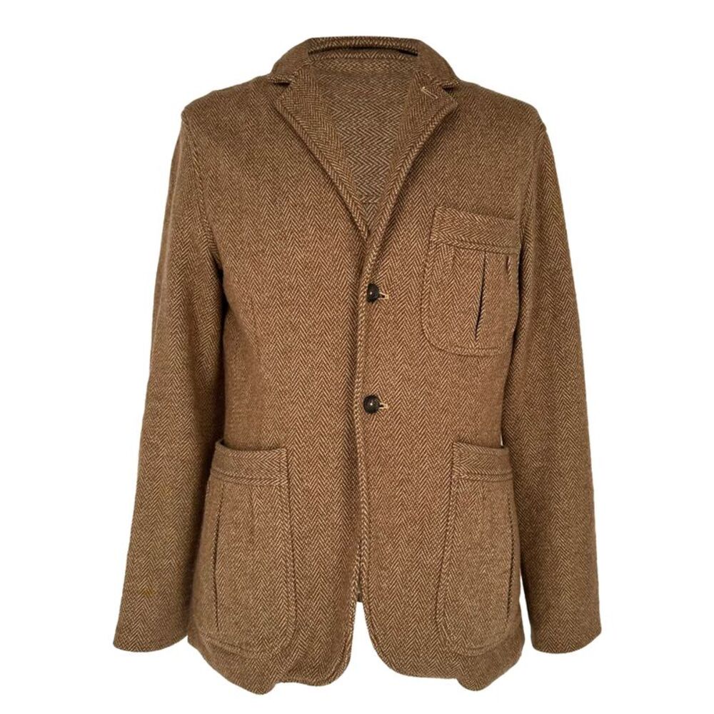 Polo by Ralph Lauren Herringbone Single-Breasted Blazer in Brown Wool